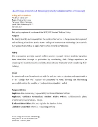 Policy and Procedure No: HCIT-CS-SS-2.0 Topic: Student Services Category: Client Services Issue Date: February 2017 Version: 2.0