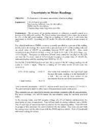 Uncertainty in Meter Readings