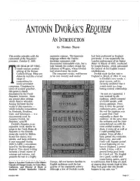 Anronin DVORAK's REQUIEM an INTRODUCTION by Thomas Sheets