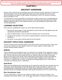 CHAPTER 6 AIRCRAFT HARDWARE Because of the Small Size of Most Hardware Items, Their Importance Is Often Overlooked