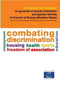 Combating Discrimination on Grounds of Sexual Orientation and Gender Identity in Council of Europe Member States