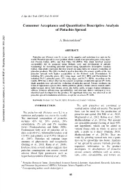 Consumer Acceptance and Quantitative Descriptive Analysis of Pistachio Spread