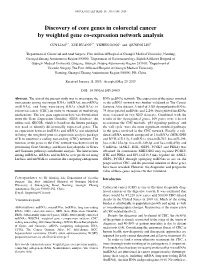 Discovery of Core Genes in Colorectal Cancer by Weighted Gene Co‑Expression Network Analysis