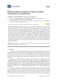 Far-Red Light Acclimation for Improved Mass Cultivation of Cyanobacteria
