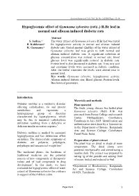 Hypoglycemic Effect of Gymnema Sylvestre (Retz.,) R.Br Leaf in Normal and Alloxan Induced Diabetic Rats