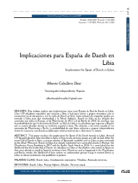 Implicaciones Para España De Daesh En Libia Implications for Spain of Daesh in Libya