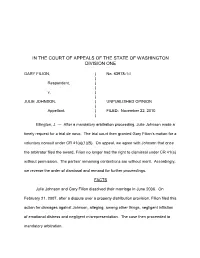 In the Court of Appeals of the State of Washington Division One