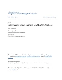 Information Effects in Multi-Unit Dutch Auctions Joy A