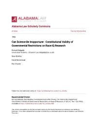 Constitutional Validity of Governmental Restrictions on Race-IQ Research