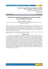Estimation of Potential Load Demand of Local Government Areas of Ekiti State, Nigeria