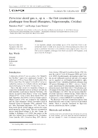 Ferricixius Davidi Gen. N., Sp. N. – the First Cavernicolous Planthopper from Brazil (Hemiptera, Fulgoromorpha, Cixiidae)