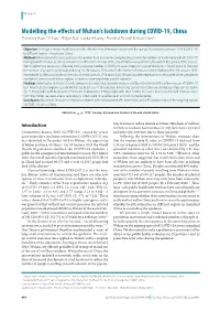 Modelling the Effects of Wuhan's Lockdown During COVID-19, China