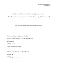 Policy Documents As Sources for Measuring Societal Impact