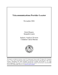 Telecommunications Provider Locator