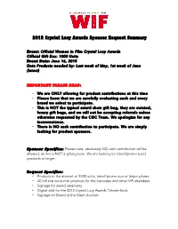 2015 Crystal Lucy Awards Sponsor Request Summary