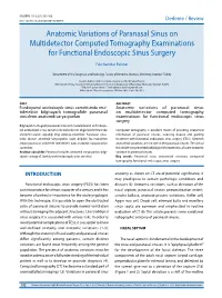 Anatomic Variations of Paranasal Sinus on Multidetector Computed Tomography Examinations for Functional Endoscopic Sinus Surgery