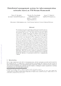 Distributed Management System for Infocommunication Networks Based on TM Forum Framework