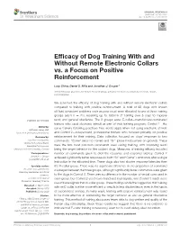 Efficacy of Dog Training with and Without Remote Electronic Collars