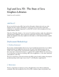 Jogl and Java 3D - the State of Java
