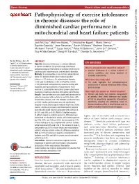 Pathophysiology of Exercise Intolerance in Chronic Diseases: the Role of Diminished Cardiac Performance in Mitochondrial and Heart Failure Patients