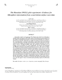 The Hawaiian SWELL Pilot Experiment—Evidence for Lithosphere Rejuvenation from Ocean Bottom Surface Wave Data