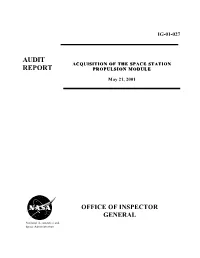 Acquisition of the Space Station Propulsion Module, IG-01-027