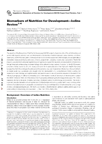 Biomarkers of Nutrition for Development—Iodine Review1–4