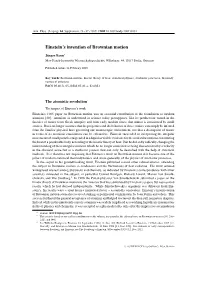 Einstein's Invention of Brownian Motion