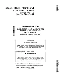 John Deere 5045E, 5055E, 5065E, 5075E FT4 Tractors Operators