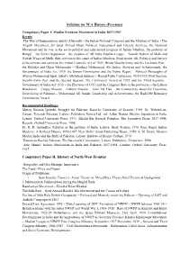 Syllabus for MA History (Previous)