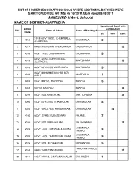 ANNEXURE- I (Govt. Schools) NAME of DISTRICT-ALAPPUZHA Sanctioned Batch with School Combination Slno Name of School Name of Panchayat Code Sci Hum Com