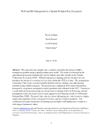 Wolf and Elk Management in a Spatial Predator-Prey Ecosystem
