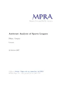 Antitrust Analysis of Sports Leagues