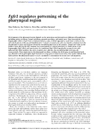 Fgfr1 Regulates Patterning of the Pharyngeal Region