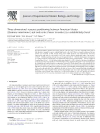 (Homarus Americanus) and Rock Crab (Cancer Irroratus) in a Subtidal Kelp Forest