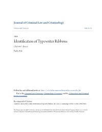 Identification of Typewriter Ribbons Charlotte L