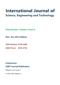 International Journal of Science Engineering and Technology