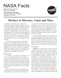 Mariner to Mercury, Venus and Mars