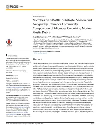 Microbes on a Bottle: Substrate, Season and Geography Influence Community Composition of Microbes Colonizing Marine Plastic Debris