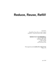 Reduce, Reuse, Refill!