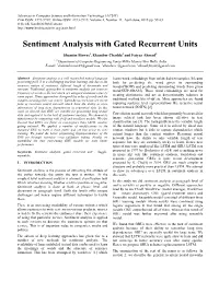 Sentiment Analysis with Gated Recurrent Units