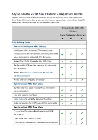 Stylus Studio 2010 XML Feature Comparison Matrix