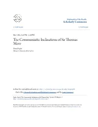 The Communisitic Inclinations of Sir Thomas More