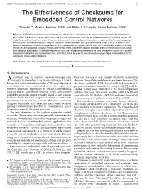 The Effectiveness of Checksums for Embedded Control Networks