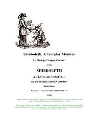 A Templar Monitor SHIBBOLETH