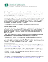 DOES the HHS MANDATE INCLUDE ABORTIFACIENTS? a Federal Mandate for “Preventive Services” Is Being Used by the U.S