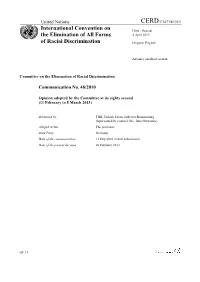 International Convention on the Elimination of All Forms of Racial Discrimination (Eighty Second Session)