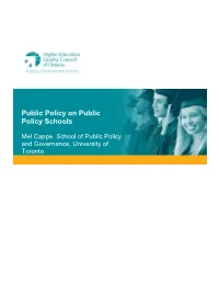 Mel Cappe, School of Public Policy and Governance, University of Toronto