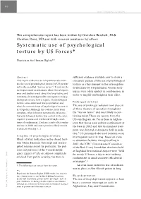 Systematic Use of Psychological Torture by US Forces*