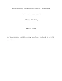 Identification, Properties, and Synthesis of an Unknown Ionic Compound